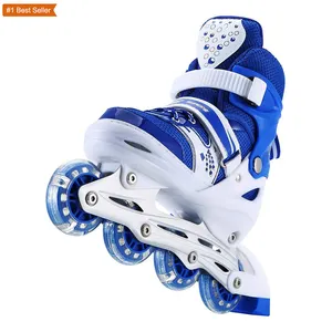 Patines en línea Istaride para niños, 8 ruedas ajustables para niños, niñas, adolescentes, patines de ruedas para exteriores para principiantes, azul avanzado