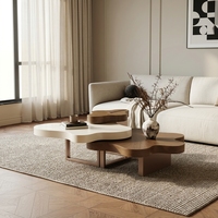 Meja Kopi Gaya Modern Kontemporer Buatan Tangan Dapat Disesuaikan, Permukaan Kayu, Rangka Kayu, Furnitur Ruang Tamu Antik