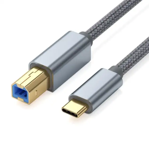 Kabel nilon USB B ke C 10 kaki untuk MacBook Pro/Air, kabel MIDI kompatibel dengan Keyboard Piano Yamaha, DAC, pengontrol DJ untuk iPad