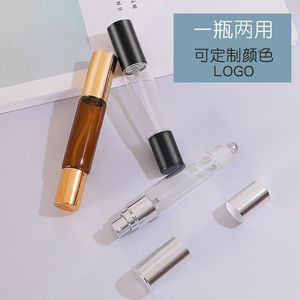 Double-ended Rollerball Spray Bottle Glass Transparent Portable Travel Cosmetic Dispenser Refillable Two-in-one <b>Perfume</b> - Product Image 1