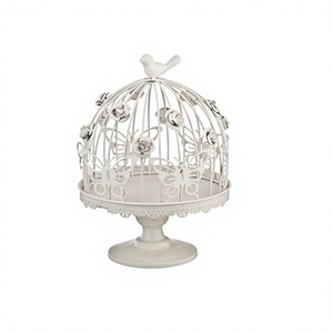 Antique Design Iron Dessert Cake Stand With Butterfly Lid <b>Prime</b> Quality White Color Chocolates Stand <b>For</b> <b>Sale</b> - Product Image 1