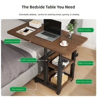 Table de lit mobile réglable en hauteur, bureau d'ordinateur mobile pour chambre à coucher, dortoir, bureau à domicile pour étudiants