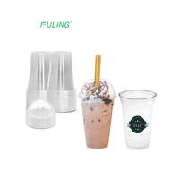 Fuling – tasses en plastique pour jus de café et latte, personnalisées, 12oz, 16oz, 20oz, avec couvercle en forme de dôme, thé au lait, jetables, avec couvercles