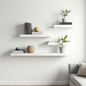 Estante de almacenamiento de madera Gabinete montado en la <span class=keywords><strong>pared</strong></span> Estantes de almacenamiento <span class=keywords><strong>Biblioteca</strong></span> Estante <span class=keywords><strong>flotante</strong></span> para zapatos - Product Image 3