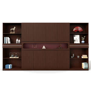 Hiện đại sang trọng văn phòng Tủ hồ sơ với màu đỏ hạt gỗ Kệ sách lưu trữ ngăn kéo dẫn ánh sáng Bảng điều chỉnh phong cách cho hội thảo sử dụng - Product Image 3