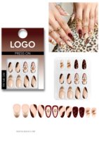 Faux Ongles Réutilisables Personnalisés en Gros, Motif Fleur 3D, Longs Stiletto, Effet Écaille de Tortue avec Ligne Dorée, pour Salons de Manucure