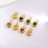 Pendentif mini cœur élégant et coloré en zircon, plaqué or véritable 18 carats, idéal pour la création de bracelets, colliers et boucles d'oreilles DIY