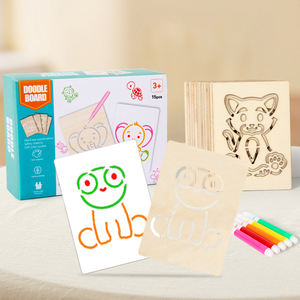 Nouveaux pochoirs à colorier en bois réutilisables amusants pour enfants, jouet de <span class=keywords><strong>dessin</strong></span> creux, jouet de coloriage pour la maternelle - Product Image 1