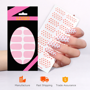 Adesivi per Unghie Senza <span class=keywords><strong>Gel</strong></span> UV, Design Cuore San Valentino, 16 Pezzi, Unghie Finte Press-on, Confezione Personalizzata, Vendita all'Ingrosso OEM - Product Image 1