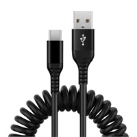 Câble rétractable USB-A vers Type-C Cantell 3ft 6ft, charge rapide, nylon, compatible ordinateur et voiture