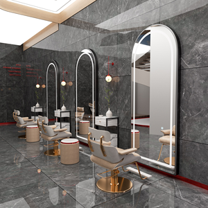 Espejo de Pared de Una Cara con Luz para Barbería y Salón de Belleza, Diseño Japonés, Muebles Metálicos, Venta al Por Mayor de Fábrica - Product Image 4