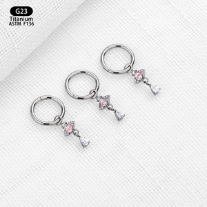 Boucles d'oreilles œil de démon en titane 8 mm G23 avec incrustation de zircon en forme de goutte d'eau, bijoux de piercing tendance - Product Image 2