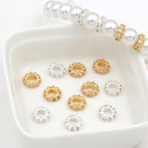 18K gold-plated, color-preserving, zircon-<b>set</b> round spacer <b>beads</b>, handmade DIY bracelet/necklace, spacer jewelry accessories C45 - Product Image 4