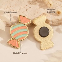 Ensemble d'aimants de réfrigérateur en émail Kawaii, motifs desserts mignons : gâteau aux fraises, biscuit, pudding, macaron, sucette, cupcake