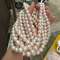 Chaîne de perles d'eau douce Edison naturelles, lustre rose parfait, taille des perles 10-13 mm, longueur de la chaîne 40 cm, environ 33 perles au total