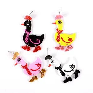 Korean Cute Colorful Animal Sequin Jewelry High Heels Polka Dot Scarf Acrylic Earrings Print Drop Earrings 1pair/opp Bag 1 Pair