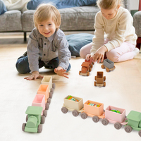 Juguetes de bloques de construcción para niños, rompecabezas de silicona, juguete de emparejamiento, juguete de empuje y arrastre para educación temprana, tren de juguete de silicona suave