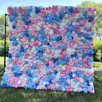 Hochwertige Maßgefertigte 5D 3D Blumenwand-Kulisse Seiden-Kunstblumen Dekorative Blumenwand Rosa Hochzeits-Rosenwand