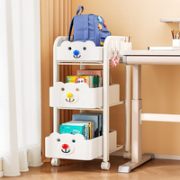 Chariot de rangement mobile à roulettes, étagère de rangement multi-niveaux sous le bureau pour sacs d'école, livres et collations