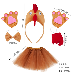Ecoparty niños Animal amarillo pollito Gallo tutú oreja <span class=keywords><strong>diadema</strong></span> pajarita cola patas Halloween disfraz Cosplay disfraces <span class=keywords><strong>de</strong></span> juego <span class=keywords><strong>de</strong></span> rol - Product Image 3