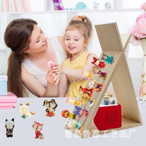 Wooden Doll Display Rack Triangle Magnetic Figurine Storage <b>Wall</b> <b>Mounted</b> <b>Shelf</b> For Kids Birthday Decor - Product Image 1