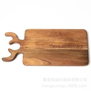 Tabla de cortar rectangular de madera Hangxu con mango de asta de ciervo, bandeja decorativa para mesa de comedor del hogar - Product Image 1