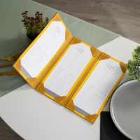 Porte-menu en cuir à trois volets avec logo gravé personnalisé, pour restaurant, bar, carte des vins, couverture de menu