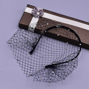 <span class=keywords><strong>Serre</strong></span>-tête en maille perlée avec strass, accessoires de cheveux élégants pour mariée, noir et blanc, pour bal et soirées - Product Image 3