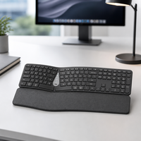 Clavier ergonomique sans fil à trois modes avec fonction 2.4G et Bluetooth, compatible avec les systèmes Windows 10 et Mac OS X