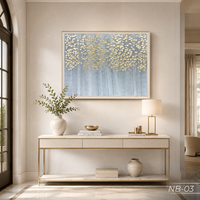Art mural abstrait moderne en tissu de soie peint à la main, marque HALO, modèle NB-03, décoration intérieure, fournisseur d'usine ODM OEM du Vietnam