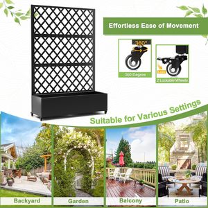 <span class=keywords><strong>Jardinière</strong></span> surélevée avec roues, <span class=keywords><strong>jardinière</strong></span> en métal avec treillis, bac à plantes avec écran d'intimité <span class=keywords><strong>pour</strong></span> plantes grimpantes, fleurs, légumes - Product Image 2