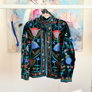 Vintage Floral Embroidered <b>Winter</b> <b>Quilted</b> Banjara Jacket Eco-Friendly 100% Cotton Women's Workwear with Cotton Lining - Product Image 1