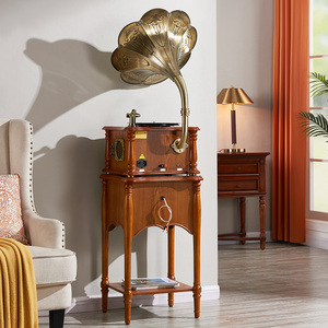 Cổ điển bằng gỗ gramophone Retro Vinyl Máy quay đĩa ghi âm Máy nghe nhạc cổ gramophone Vinyl đa Turntable thu âm thanh - Product Image 4