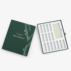 Boîte de découverte de parfums personnalisée en vert foncé avec tiroir coulissant, boîte rigide avec insert en <span class=keywords><strong>mousse</strong></span> pré-découpé pour kit d'échantillons de mini flacons de parfum - Product Image 1