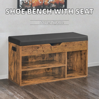 Banco de Zapatos Moderno con Gabinete de Almacenamiento, Banco de Entrada de MDF con 3 Compartimentos, Asiento Tapizado, Ahorro de Espacio para Sala de Estar y Dormitorio