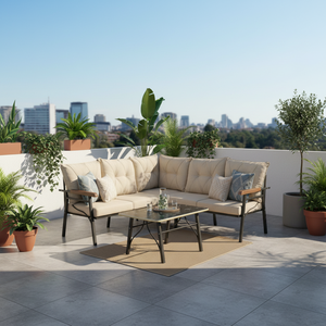 Kugu Modern Metal Carcass Corner Outdoor <b>Sofa</b> Set for Balcony & Garden Use - Product Image 3