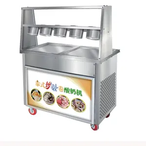 CE-geprüfte gebratene Eiscreme maschine Doppel pfanne Cold Stone Fry Ice Cream Roller Making Machine