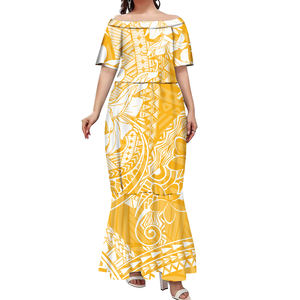 Low Piece individuelles Logo/Muster/Bild hawaiianische elegante Sommer-Damenbekleidung polynesische Samoa Puletasi Ballseejagdkleider - Product Image 6