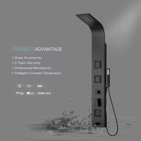 Système de douche colonne moderne en acier inoxydable 304 pour appartement, avec 3 jets de corps, pommeau de douche pluie massant, douchette à main, finition brossée