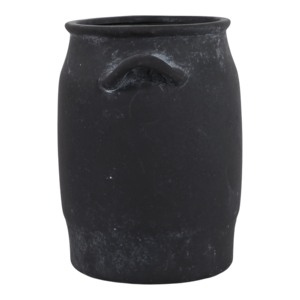 Vaso in Ceramica Tradizionale Decorativo per Soggiorno, Camera da Letto, Ufficio, Finitura Nera Opaca con Manici - Product Image 4