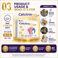 Glucosamine 500mg Chondroïtine 110mg Complément Articulaire Calcium Magnésium Vitamine D C Silice de Bambou Non-OGM OEM