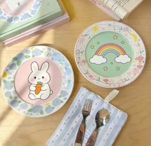 ins卡通俏皮手绘插画风格陶瓷甜品盘礼品早餐盘7英寸餐具 - Product Image 2
