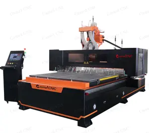 Mesin ukir CNC meja vakum, ukuran besar 5 + 4 kepala bor CA-2040 mesin router CNC dengan pengganti alat linier ATC