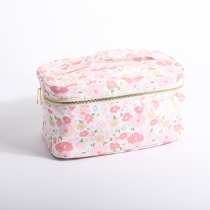 กระเป๋าเครื่องสำอางแบบพกพาขนาดใหญ่ ดีไซน์ดอกไม้ DIY  ทนทาน แฟชั่น  บุผ้าฝ้ายด้านใน  เป็นมิตรกับสิ่งแวดล้อม  พร้อมหูหิ้วนุ่ม  จัดระเบียบเครื่องสำอาง - Product Image 4