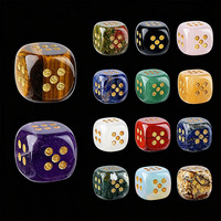 Ensemble de dés en pierre de cristal naturelle gravée, perles en forme de cube, dés arrondis en pierres semi-précieuses, pièces de cristal en boîte, 16x16mm