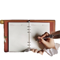 Cahier à feuilles mobiles à anneau détachable simple mignon Agenda de reliure à ouverture unique avec tissu PVC PP Matériau de couverture Logo personnalisé Écriture