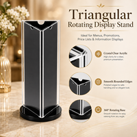Exhibidor de Menú Giratorio Triangular de Acrílico Personalizado, Soporte Moderno para Exhibición de Menús para Restaurantes, Hoteles y Tiendas Minoristas
