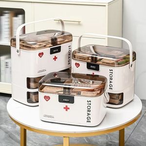 Home Use Medicine Box Large Capacity Multi Layer Transparent Portable Storage Case With Combination Lock For Family First Aid - Product Image 2