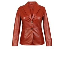 Blazer pour femme en peau de mouton rouge véritable, à un seul bouton, respirant, léger, coupe ajustée, mode automne/printemps/hiver, pour le bureau