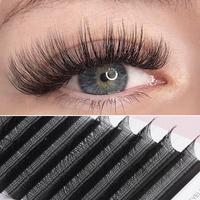 Extensions de cils individuelles en gros, noir mat, fournitures personnalisées, faites à la main, volume